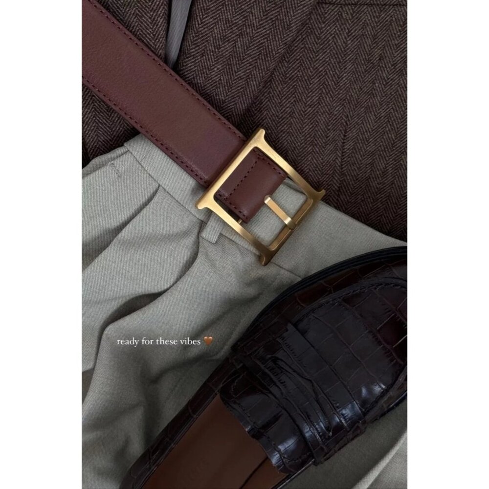 Helsa Brown Leather Belt with Gold Buckle - Picture 11 of 13